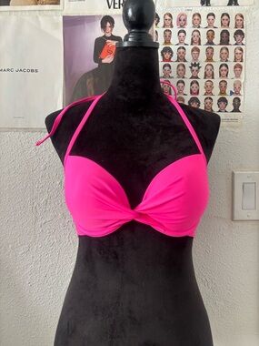 aerie Hot Pink Halter Bikini Top